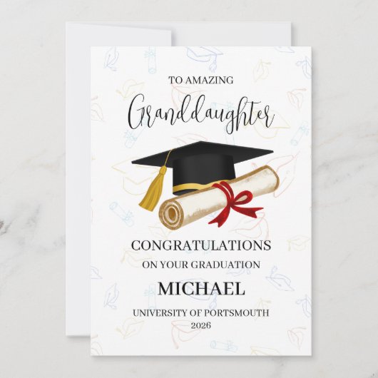 Proud Granddaughter Graduation Personalized カード (正面)