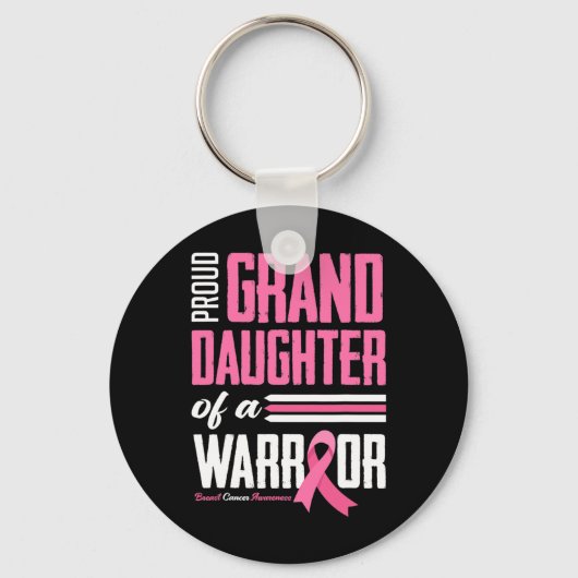 Proud Granddaughter Of A Warrior Breast Cancer Awa キーホルダー (正面)