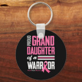 Proud Granddaughter Of A Warrior Breast Cancer Awa キーホルダー (正面)