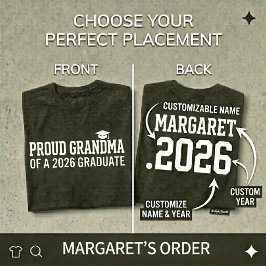PROUD GRANDMA 2026年卒業式 パーソナライズ Tシャツ