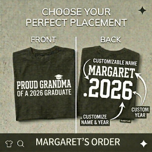 PROUD GRANDMA 2026年卒業式 パーソナライズ Tシャツ