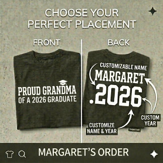 PROUD GRANDMA 2026年卒業式 パーソナライズ Tシャツ