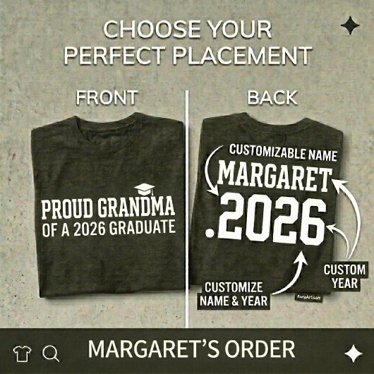 PROUD GRANDMA 2026年卒業式 パーソナライズ Tシャツ