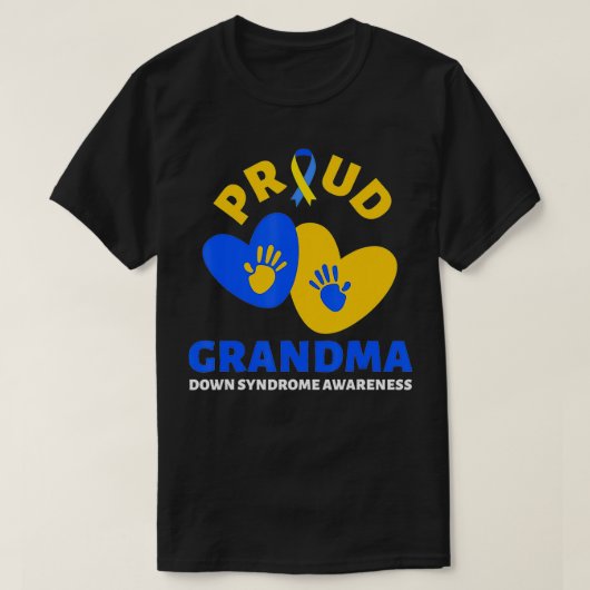 proud grandma  down Syndrome Awareness  Blue Yello Tシャツ (デザイン正面)