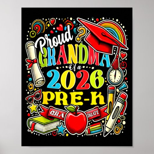 Proud grandma of 2026 pre-k graduate mothers day ポスター (正面)