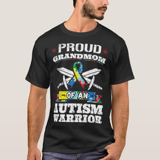 Proud Grandmom Of An Autism Warrior Kanner Awarene Tシャツ (正面)