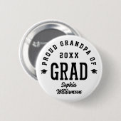 Proud Grandpa Grad Varsity Typography Graduation 缶バッジ (正面&裏面)