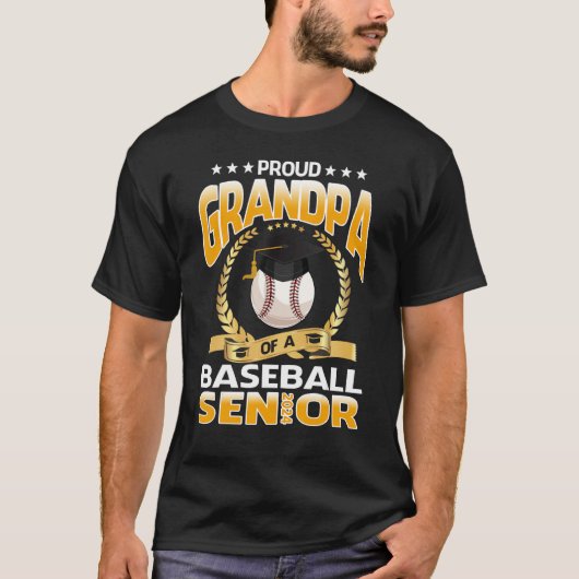 Proud Grandpa Of A Baseball Senior 2024 Graduation Tシャツ (正面)