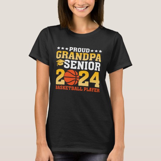 Proud Grandpa Senior Class of 2024 Basketball Play Tシャツ (正面)