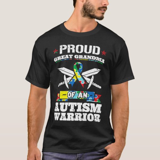 Proud Great Grandma Of An Autism Warrior Awareness Tシャツ (正面)