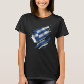 Proud Greece Root Torn Ripped greek Flag Tシャツ (正面)