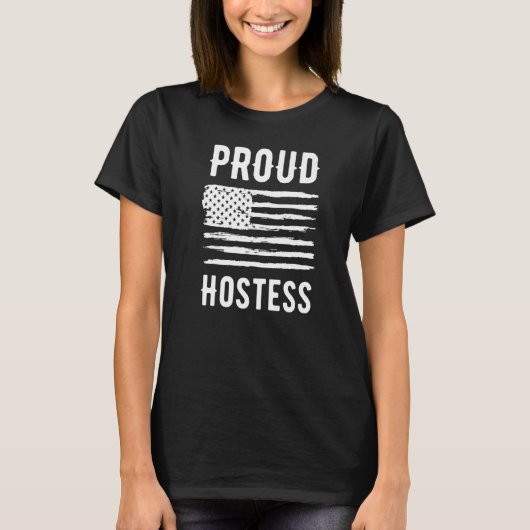 Proud Hostess Profession American Flag Premium Tシャツ (正面)