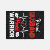 Proud Husband Of A Heart Warrior Chd Awareness  フリースブランケット (正面(横))