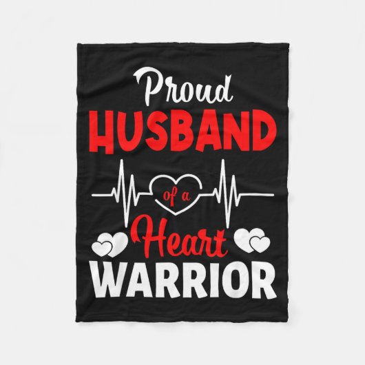 Proud Husband Of A Heart Warrior Chd Awareness  フリースブランケット (正面)