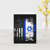 Proud Israeli Usa Flag Patriotic Pride American Is カード (黄色い花)