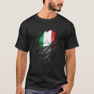 Proud Italian Roots Heritage Torn Ripped Italy Fla Tシャツ