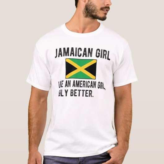 Proud Jamaican Girl Jamaica Flag Jamaican Roots Tシャツ (正面)