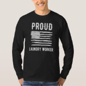 Proud Laundry Worker Profession American Flag Prem Tシャツ (正面)