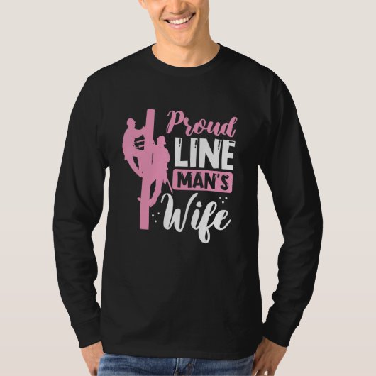 Proud Line Mans Wife Electric Cable Worker Womens Tシャツ (正面)