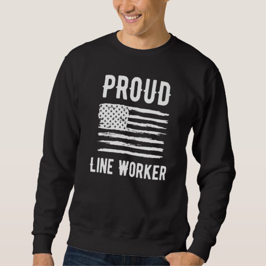 Proud Line Worker Profession American Flag Premium スウェットシャツ (正面)
