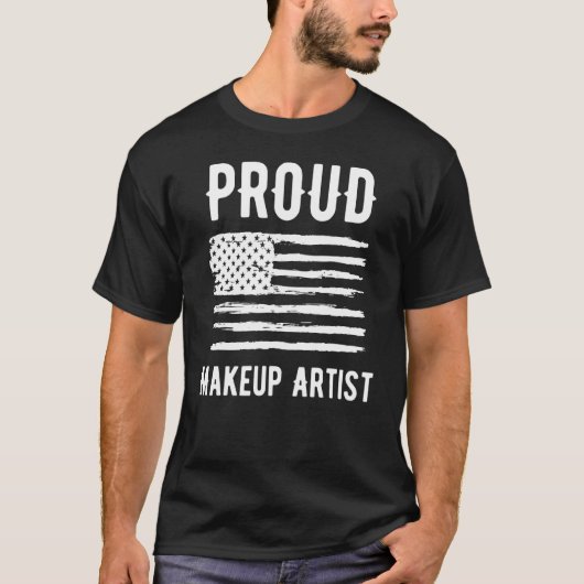Proud Makeup Artist Profession American Flag Tシャツ (正面)