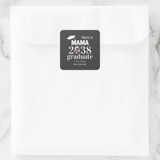 Proud mama personalized graduation スクエアシール (バッグ)