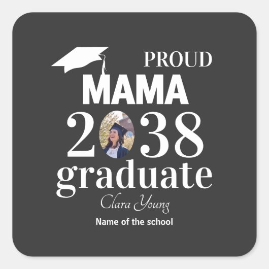 Proud mama personalized graduation スクエアシール (正面)