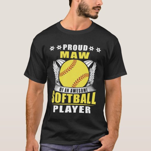 Proud Maw Of An Awesome Softball Player Softball M Tシャツ (正面)