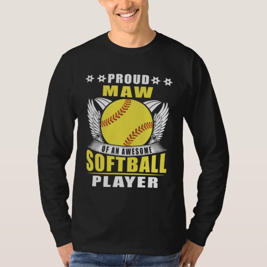 Proud Maw Of An Awesome Softball Player Softball M Tシャツ (正面)