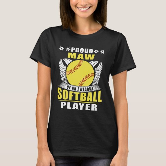 Proud Maw Of An Awesome Softball Player Softball M Tシャツ (正面)