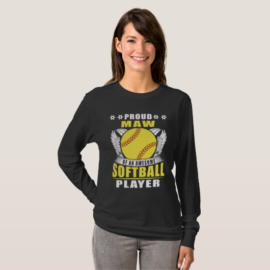 Proud Maw Of An Awesome Softball Player Softball M Tシャツ (正面フル)