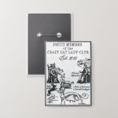 Proud Member of the Crazy Cat Lady Club Funny Pin 缶バッジ (正面/裏面)