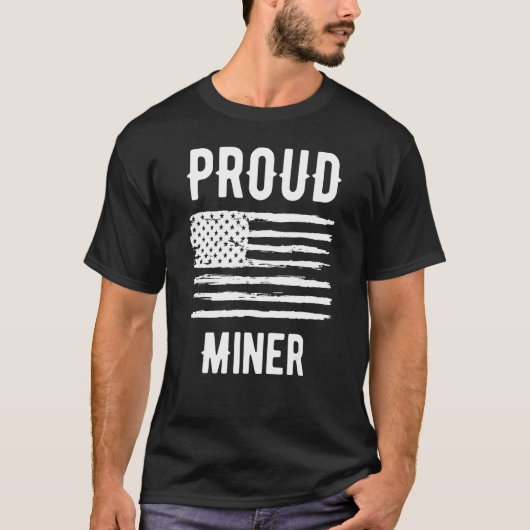 Proud Miner Profession American Flag Tシャツ (正面)