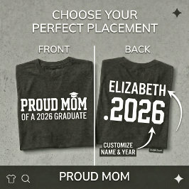 PROUD MOM ・2026年卒業おめでとう 名入れ卒業記念  Tシャツ