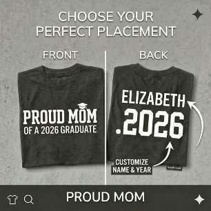 PROUD MOM ・2026年卒業おめでとう 名入れ卒業記念 Tシャツ