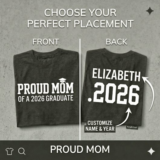 PROUD MOM ・2026年卒業おめでとう 名入れ卒業記念  Tシャツ