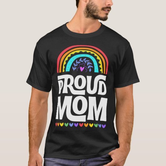 Proud Mom Gay Pride Flag Mothers Day Bohemian Rain Tシャツ (正面)