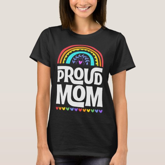 Proud Mom Gay Pride Flag Mothers Day Bohemian Rain Tシャツ (正面)