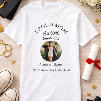 Proud Mom of 2026 Graduate Custom Photo Shirt Tシャツ