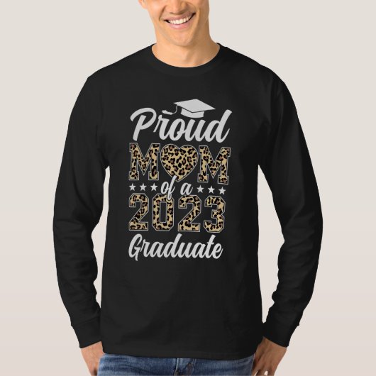 Proud Mom Of A 2023 Graduation Leopard Senior Mom  Tシャツ (正面)