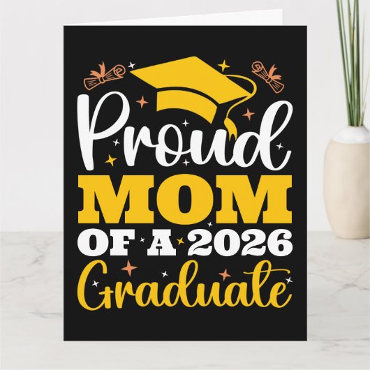 Proud Mom Of A 2026 Personalized Graduation Mother カード (正面)