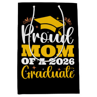 Proud Mom Of A 2026 Personalized Graduation Mother ミディアムペーパーバッグ