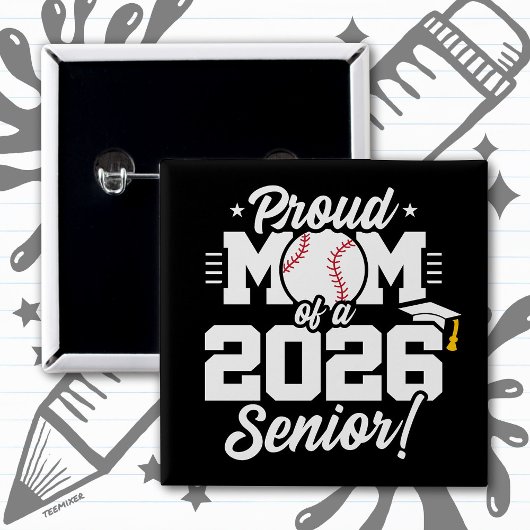 Proud Mom of a 2026 Senior Baseball Graduation 缶バッジ