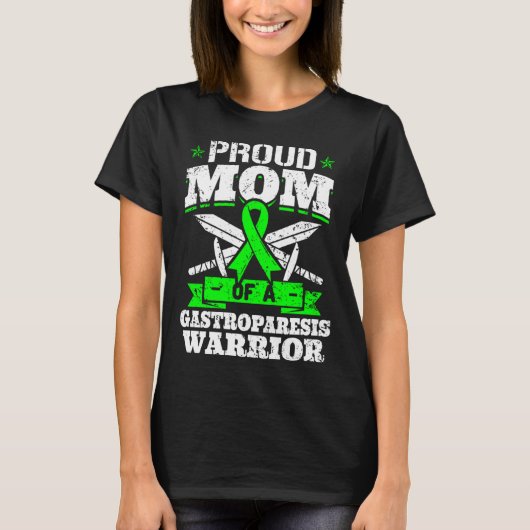 Proud Mom Of A Gastroparesis Warrior Awareness Rib Tシャツ (正面)