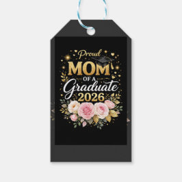 Proud Mom of a Graduate 2026 – Elegant Gold & Flor ギフトタグ