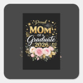 Proud Mom of a Graduate 2026 – Elegant Gold & Flor スクエアシール (正面)