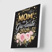 Proud Mom of a Graduate 2026 – Elegant Gold & Flor スクエア壁時計 (傾斜)