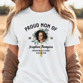 Proud Mom Of Elegant Floral 2026 Graduation Photo トライブレンドＴシャツ