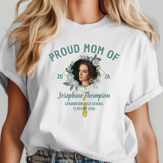 Proud Mom Of Name Floral 2026 Graduation Photo トライブレンドＴシャツ