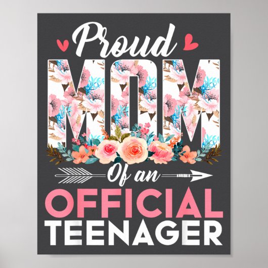 Proud Mom Of Teenager 13th Birthday Gift Girls Tee ポスター (正面)